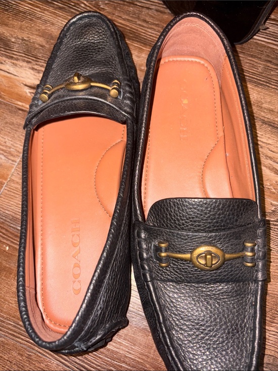 Coach Shoes - Coach Black Leather Loafers with Gold Hardware